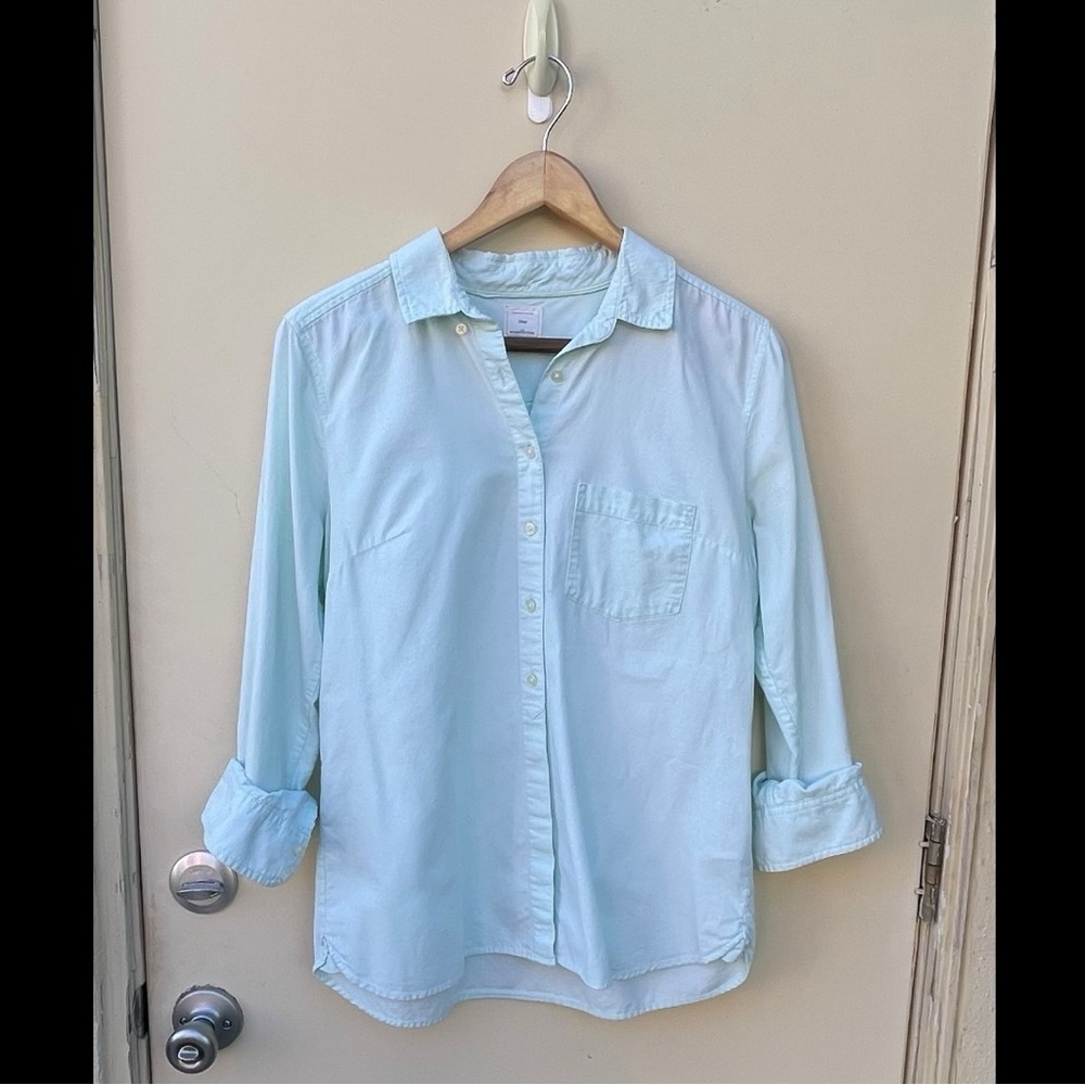 Gap Perfect Oxford Button Down Mint Green Shirt Size Med - Picture 10 of 11
